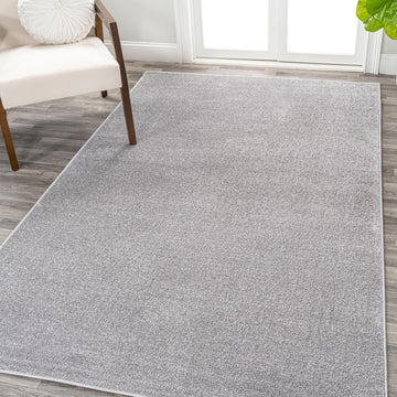 Haze Solid Low-pile Area Rug Light Gray